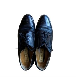 😃Black vintage leather oxfords Domani by Johnston and Murphy sz 7.5